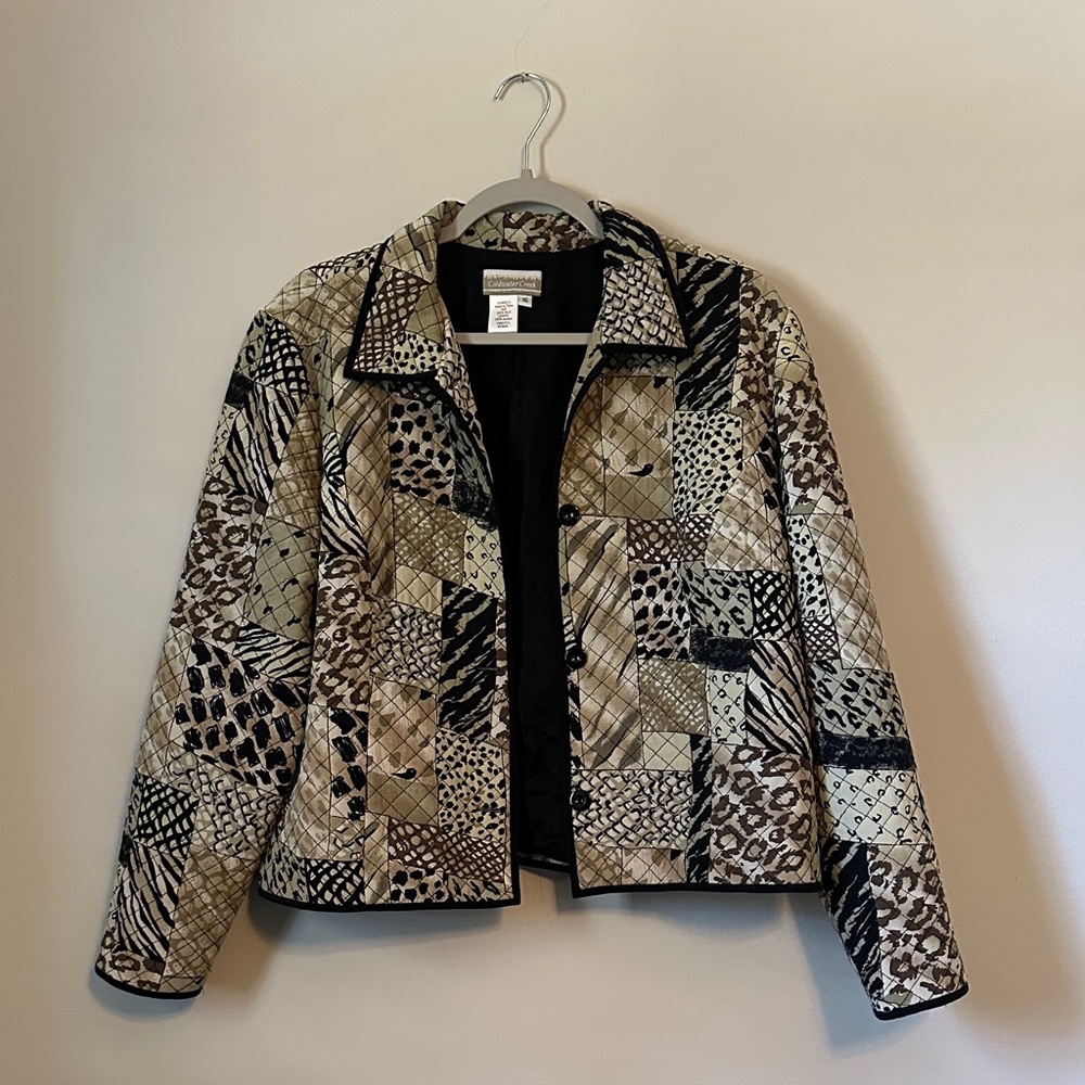 Coldwater Creek Animal Print Patchwork Blazer